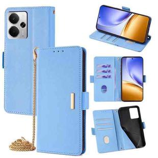 For Realme 14 5G Global Crossbody Chain Leather Phone Case(Blue)