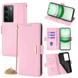 For Realme C71 4G Crossbody Chain Leather Phone Case(Pink)