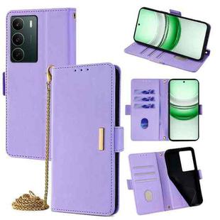For Realme C71 4G Crossbody Chain Leather Phone Case(Purple)
