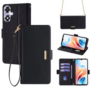 For OPPO A2X 5G / A2M 5G Crossbody Chain Leather Phone Case(Black)