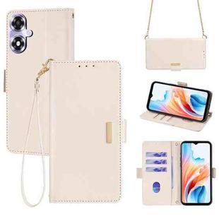 For OPPO A2X 5G / A2M 5G Crossbody Chain Leather Phone Case(White)