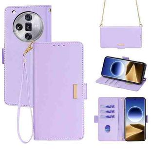 For OPPO Find 7 Ultra 5G Crossbody Chain Leather Phone Case(Purple)