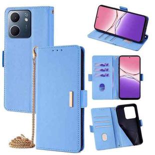 For OPPO A5x 5G Global Crossbody Chain Leather Phone Case(Blue)