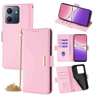 For OPPO A5x 5G Global Crossbody Chain Leather Phone Case(Pink)
