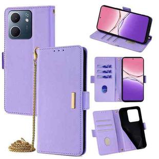 For OPPO A5x 5G Global Crossbody Chain Leather Phone Case(Purple)