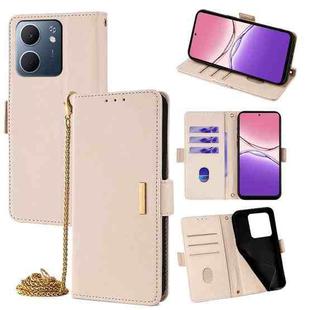For OPPO A5x 5G Global Crossbody Chain Leather Phone Case(White)