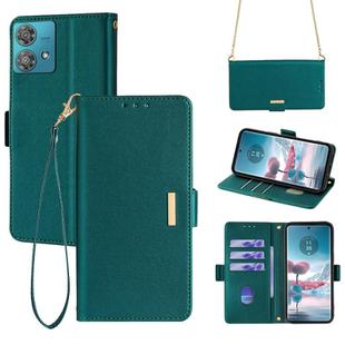 For Motorola Edge 40 Neo 5G Crossbody Chain Leather Phone Case(Green)