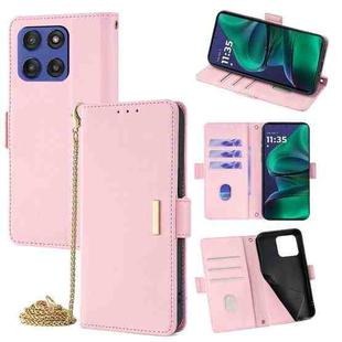 For Motorola Moto G Stylus 5G 2025 Crossbody Chain Leather Phone Case(Pink)