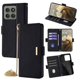 For Motorola Edge 60 Pro 5G Crossbody Chain Leather Phone Case(Black)