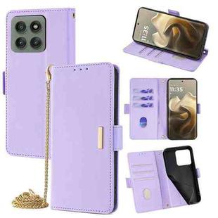 For Motorola Edge 60 Pro 5G Crossbody Chain Leather Phone Case(Purple)