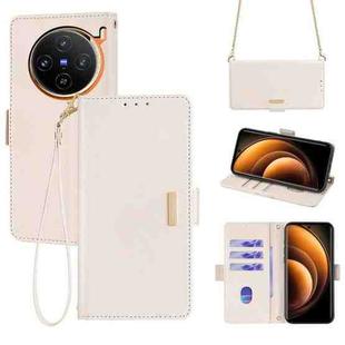 For vivo X100 5G Crossbody Chain Leather Phone Case(White)