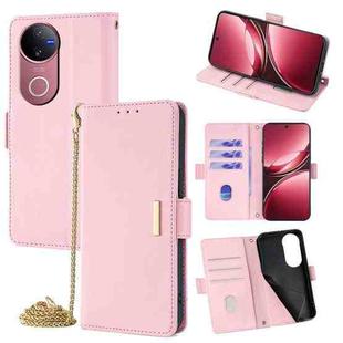 For vivo V50 5G Crossbody Chain Leather Phone Case(Pink)