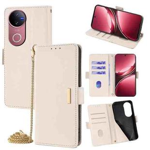 For vivo V50 5G Crossbody Chain Leather Phone Case(White)