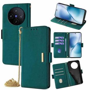 For vivo X200s 5G Crossbody Chain Leather Phone Case(Green)