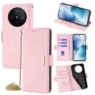 For vivo X200s 5G Crossbody Chain Leather Phone Case(Pink)