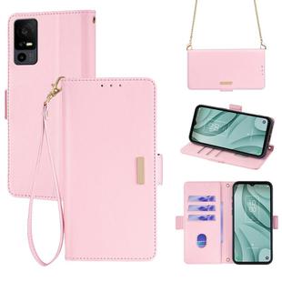 For TCL 40 XE 5G / 40X 5G / T601D Crossbody Chain Leather Phone Case(Pink)