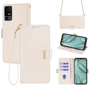 For TCL 40 XE 5G / 40X 5G / T601D Crossbody Chain Leather Phone Case(White)