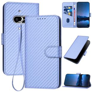 For Nothing Phone 3a YX0070 Carbon Fiber Buckle Leather Phone Case with Lanyard(Light Purple)
