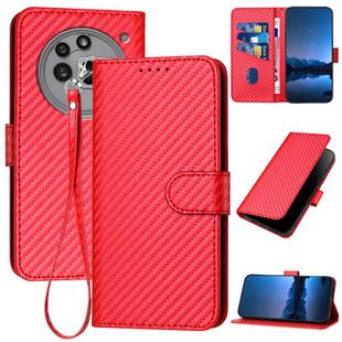 For Nothing Phone 3a Pro YX0070 Carbon Fiber Buckle Leather Phone Case with Lanyard(Red)
