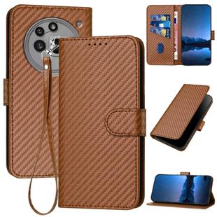 For Nothing Phone 3a Pro YX0070 Carbon Fiber Buckle Leather Phone Case with Lanyard(Coffee)