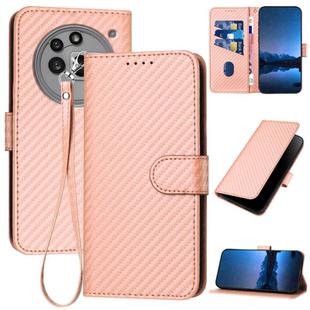 For Nothing Phone 3a Pro YX0070 Carbon Fiber Buckle Leather Phone Case with Lanyard(Pink)