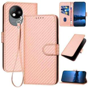 For ZTE Blade A35 Lite YX0070 Carbon Fiber Buckle Leather Phone Case with Lanyard(Pink)