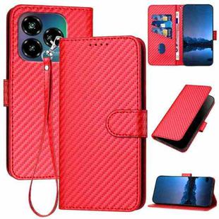 For ZTE Blade V60 Design YX0070 Carbon Fiber Buckle Leather Phone Case with Lanyard(Red)