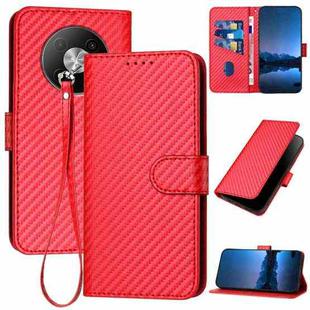 For ZTE Fresh 50 YX0070 Carbon Fiber Buckle Leather Phone Case with Lanyard(Red)
