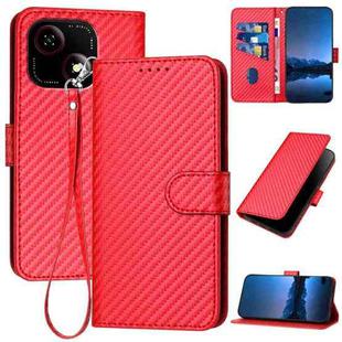 For ZTE Blade A35e 4G YX0070 Carbon Fiber Buckle Leather Phone Case with Lanyard(Red)