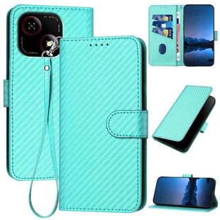 For ZTE Blade A35e 4G YX0070 Carbon Fiber Buckle Leather Phone Case with Lanyard(Light Blue)