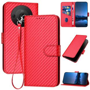 For Sharp Aquos R8 Pro SH-51D YX0070 Carbon Fiber Buckle Leather Phone Case with Lanyard(Red)