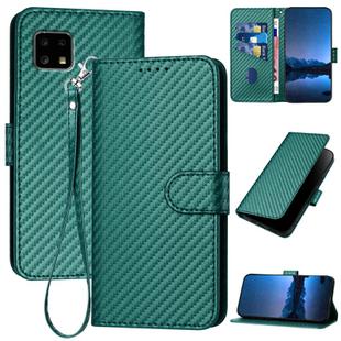 For Sharp Aquos Sense4 YX0070 Carbon Fiber Buckle Leather Phone Case with Lanyard(Dark Green)