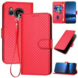 For Sharp Aquos Sense7 YX0070 Carbon Fiber Buckle Leather Phone Case with Lanyard(Red)