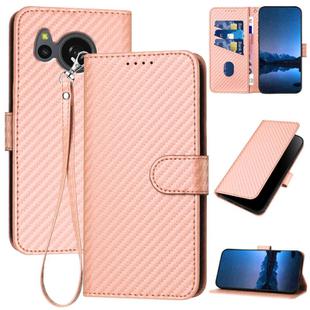 For Sharp Aquos Sense7 YX0070 Carbon Fiber Buckle Leather Phone Case with Lanyard(Pink)