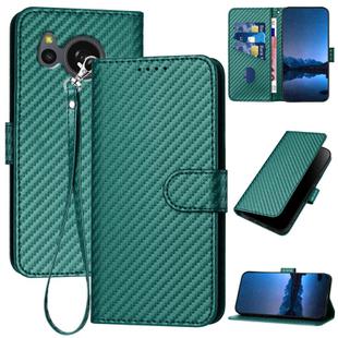 For Sharp Aquos Sense8 YX0070 Carbon Fiber Buckle Leather Phone Case with Lanyard(Dark Green)