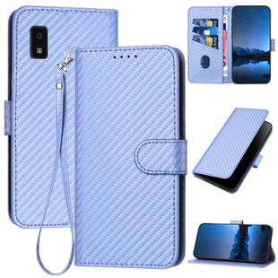 For Sharp Aquos Wish YX0070 Carbon Fiber Buckle Leather Phone Case with Lanyard(Light Purple)