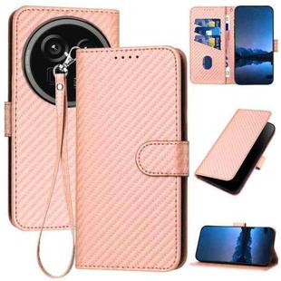 For Sharp Aquos R9 Pro YX0070 Carbon Fiber Buckle Leather Phone Case with Lanyard(Pink)