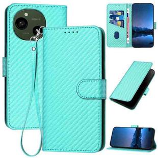 For Sharp Aquos R10 YX0070 Carbon Fiber Buckle Leather Phone Case with Lanyard(Light Blue)