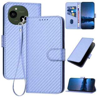 For Sharp Aquos R10 YX0070 Carbon Fiber Buckle Leather Phone Case with Lanyard(Light Purple)