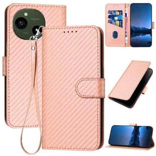 For Sharp Aquos R10 YX0070 Carbon Fiber Buckle Leather Phone Case with Lanyard(Pink)