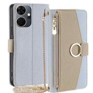 For itel P55+ 4G Crossbody Litchi Texture Leather Phone Case(Blue)