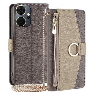 For itel P55+ 4G Crossbody Litchi Texture Leather Phone Case(Grey)