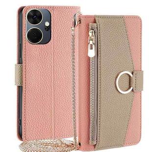 For itel P55+ 4G Crossbody Litchi Texture Leather Phone Case(Pink)