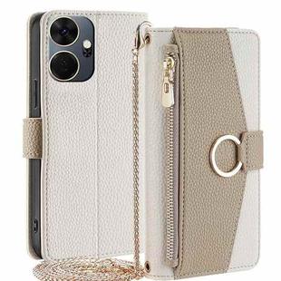 For itel P55+ 4G Crossbody Litchi Texture Leather Phone Case(White)