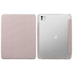 For iPad Pro 11 2024 3-folding Electric Pressed Skin Texture Leather Tablet Case(Light Pink)