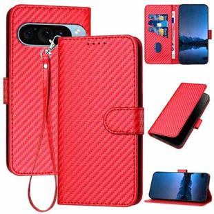 For Google Pixel 9 YX0070 Carbon Fiber Buckle Leather Phone Case with Lanyard(Red)