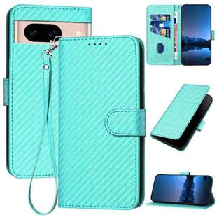 For Google Pixel 8a YX0070 Carbon Fiber Buckle Leather Phone Case with Lanyard(Light Blue)