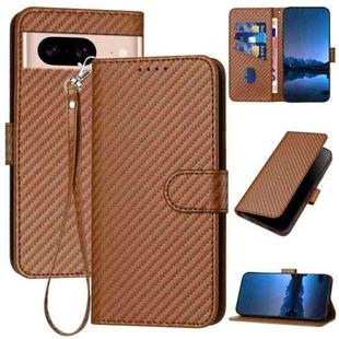 For Google Pixel 8a YX0070 Carbon Fiber Buckle Leather Phone Case with Lanyard(Coffee)