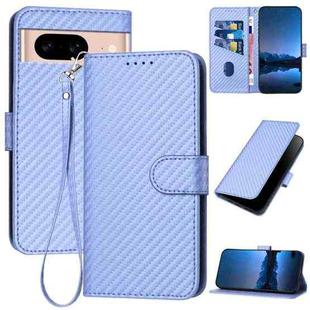 For Google Pixel 8a YX0070 Carbon Fiber Buckle Leather Phone Case with Lanyard(Light Purple)