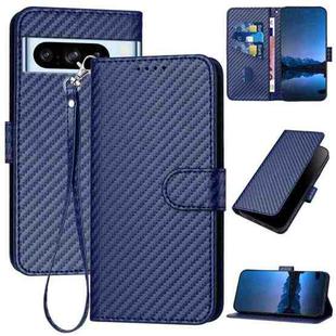 For Google Pixel 8 Pro YX0070 Carbon Fiber Buckle Leather Phone Case with Lanyard(Royal Blue)